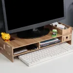 Suport de monitor de fusta Prestatge d'emmagatzematge d'escriptori Suport per a portàtil Pantalla d'ordinador Escriptori PC Riser Holder Organitzador