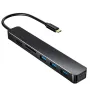 Pobod 7-dalam-1 Jenis-C Docking Station Penyesuai USB dengan USB3.0*3 VGA HDMI SD/TF Card Reader Slot Hab USB Berbilang fungsi untuk Telefon Komputer Riba PC