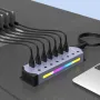 7-in-1 RGB USB 3.0 Hub Docking Station with Independent Switch Multi-ports USB Adapter with 5Gbps USB3.0*7 for PC Laptop Computer Plug and Play