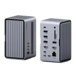 Hagibis U100Pro RGB szalagfény USB-C dokkoló állomás kettős HD / PD100W USB-C / M.2 SSD házzal / Ethernet / SD / TF kártyanyílással / 3,5 mm-es audio / USB elosztókkal támogatja a kétgazdagépes csatlakozást a laptop Macbook Pro számára