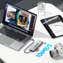 ESSAGER 8-in-1 ドッキングステーション ディスクストレージ USB 2.0 USB 3.2 Gen 2 10Gbps USB-C データ PD100W USB-C 4K@30Hz HD SD/TF カードリーダースロット マルチポート M.2 SSD USB ハブ スプリッター 電話 TV タブレット ノートパソコン用
