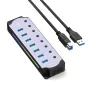 7-in-1 RGB USB 3.0 Hub Docking Station with Independent Switch Multi-ports USB Adapter with 5Gbps USB3.0*7 for PC Laptop Computer Plug and Play