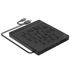7 In1 USB 3.0 Type-C DVD CD ROM Disk Drive Player Burner Rewriter with SD Card Reader and USB Ports for Desktop Laptop