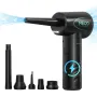MECO ELEVERDE - Soplador de aire comprimido con luz LED, 3 velocidades a 100.000 RPM, aspirador eléctrico para PC/teclado, aspirador inalámbrico reutilizable.