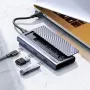 Hubs USB 4 em 1 UGreen CM550 com suporte para gabinete SDD de 10 Gbps USB 3.2 Gen2*2 Tipo C3.2 M.2 NVMe/SATA com protocolo duplo e gabinete de liga de alumínio para gabinete externo SDD HDD 2280/2260/2242/2230