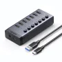 UGreen 7-в-1 Powered Switch Type-C Док-станция USB-адаптер с USB3.0*7 Многопортовые внешние концентраторы-разветвители для ноутбука, компьютера, телефона