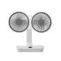 Double Head Desktop Oscillating Fan,360°Rotation USB Rechargeable 4000mAh Battery Powered Portable Automatic Rotating Table Fan 4 Gear Wind,For Home Office Wall Mounted Fan