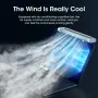 Clip-On Computer Fan Adjustable Angle USB Powered Office Desk Cooling Fan with Long Channel Wind Wheel Blue White Available