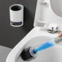 Silicone Plus Liquid Toilet Brush No Dead Corner Toilet Cleaning Brush Water Spray Soft Brush Long Handle TPR Silicone Refillable Brush with Wall Mounted Bathroom Cleaning