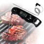 Foldable Dual Probe Food Thermometer BBQ Meat Grill Thermometer Kitchen Oven Grill Thermometer Dual Temperature Modes with Bottle Opener LCD Display