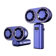 Neck Hanging Fan USB Rechargeable Folding Design Dual Turbo Dual Fan Cooler Rechargeable Cooling Fan With Digital Display