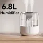 6.8L Large Capacity Desktop Humidifier USB Double Spray With Night Light 360° Widespread Coverage for Home Dormitory Office Bedroom
