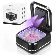 Portable Ultrasonic UV Cleaning Machine Mini Ultrasonic Braces Cleaning Machine UV Invisible Denture Cleaner 42,000Hz Deep Cleaning