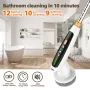 3600mAh Electric Cleaning Brush with 7 Interchangeable Drill Brush Heads Adjustable Handle and IPX7 Water Protection Electric Spin Scrubber for Household, Bathroom and Car
