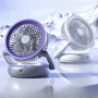 Foldable Wall-mounted Fan with Night Light 360° Rotational Airflow Desktop Electric Fan 5 Wind Speed Adjustable Air Circulation Fan for Dormitory Office