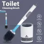 Silicone Plus Liquid Toilet Brush No Dead Corner Toilet Cleaning Brush Water Spray Soft Brush Long Handle TPR Silicone Refillable Brush with Wall Mounted Bathroom Cleaning