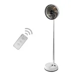 Tevorex Portable Multifunction Oscillating Standing Fan with Three Speed Timing Remote Controller Foldable Desk Fan Rechargeable Battery Powered Pedestal Fan for Bedroom Office Camping
