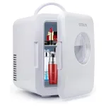 [US Direct] Stealth JRE100 Mini Fridge for Bedroom 4 Liter/6 Can Small Refrigerator AC/DC Cooler & Warmer for Dorm Car Office, Portable Compact Skincare Fridge for Skin Care Cosmetic Makeup Beverage