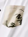 ChArmkpR Mens Ink Bamboo Print Patchwork Button Up Short Sleeve Shirts