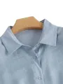 ZANZEA Women Cotton Linen Blouses Solid Button Lapel Roll Sleeve Short Sleeve Casual Shirt Plus Size