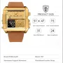 POEDAGAR Luxury Men Quartz Watch Fashion Rectangle Sport Watch Waterproof Multifunction Electronic Dual Display Wristwatch