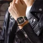 CRRJU Men's Luminous Waterproof Sports Watch Square Dial Chronograph Business Casual Quartz Wristwatches