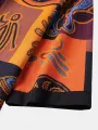 Mens Ethnic Totem Color Block Contrast Trim Cotton Kimono