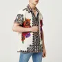 INCERUN Mens Vintage Floral Print Shirt Ethnic Print Button Up Lapel Short Sleeve Top Fashion Loose Fit for Men S-5XL