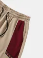Mens Ethnic Ribbon Color Block Stitching Loose Drawstring Shorts