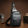 BULLCAPTAIN Vintage Men's Genuine Leather Chest Bag Large Capacity Wear-Resistant Crossbody Shoulder Bags Fashion Travel Outdoor Messenger Pack