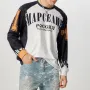 INCERUN - Camiseta informal de manga larga con bloques de color para hombre, estilo holgada, cuello redondo, para carreras, tallas S-5XL