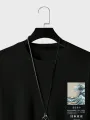 ChArmkpR Mens Japanese Wave Ukiyoe Print Crew Neck Cotton Long Sleeve T-Shirts