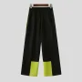 INCERUN Mens Color-Block Spliced Design Pant Fashion Elastic Waist Loose Fit Pants