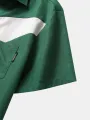 ChArmkpR Mens Shirt Contrasting Colors Patchwork Short Sleeve Shirts