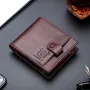 BULLCAPTAIN Genuine Leather Men Short Wallet Casual Business Clutch Male Coin Purse Hasp Zipper Card Holder Money Clip
