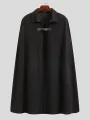 INCERUN Men Lapel Sleeveless Shawl Cape Black Mens Coat Cape Belt Buckle Middle Long Coat Jacket