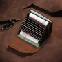Ekphero Handmade Leather Credit Card Holder Wallet for Men Vintage Genuine Leather Multi-slot Driver's License Card Holder Wallet