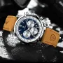 POEDAGAR Men's Luminous Waterproof Quartz Watch Fashion Comfortable Leather Multi-function Business Casual Wristwatch
