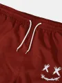 ChArmkpR Mens Pants Smile Face Print Drawstring Waist Loose Cargo Trousers