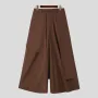 INCERUN Mens Pant Irregular Splicing Solid Color Men Pant Skirt Fashion Solid Color Streetwear Male Trousers