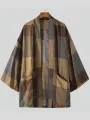 Men Vintage Obscure Check Pocket Loose Cardigan Shirts