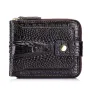 Ekphero Mens Wallet Genuine Leather Crocodile Pattern Short Coin Purse Luxurious High-Quality Multi Slot Thick Anti-Theft Card Bag
