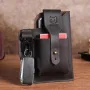 BULLCAPTAIN Genuine Leather Waist Bag for Men Belt Bag Packs 7inch Cell Phone Purse Waist Bag Wear Buckle Retro Belt Pack