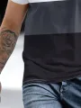 Mens Mountain Print Color Block Patchwork Short Sleeve T-Shirts