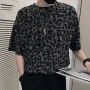 INCERUN Men's Leopard Print Short Sleeve T-shirt Summer Daily Comfy Crew Neck T-shirt