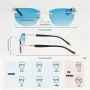 Gradual Blue Lens Frameless Reading Glasses Anti-blue Light UV Protection Comfortable Business Casual Sunglasses with Case