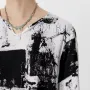 INCERUN Mens V Neck Ink Printing Chinese Style T-Shirts Casual Cotton Short Sleeve Tops Tees