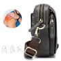 BULLCAPTAIN Casual Sports Mini Genuine Leather Crossbody Bag Men Casual Functional Cowhide Pack Outdoor Hiking Shoulder Bag