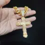 Rhinestone Cross Pendant Necklace Charm Shiny Zircon Cross Necklace for Men Women Hiphop Necklaces Fashion Jewelry Gifts