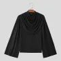 INCERUN Men's Layered Design Swing Collar Long Sleeve Tshirt Comfy Soft Loose Fit Sleeve T-Shirt for Men Plus Size